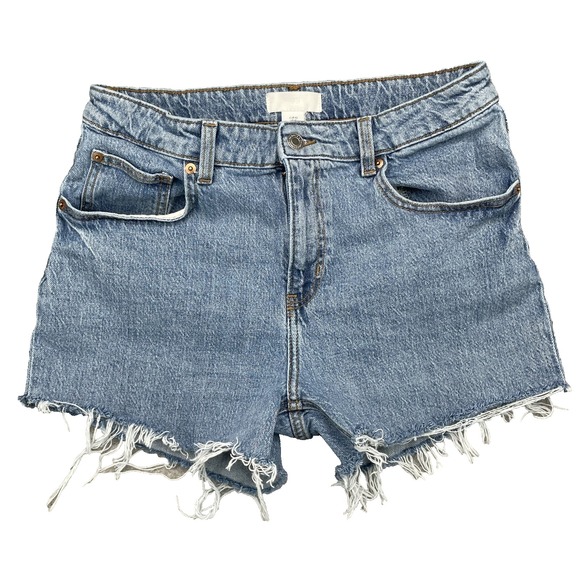 H&M Jean Shorts Women's 10 *30‎ Mom Raw Cut Y2K Retro Daisy 90's American Preppy - Picture 1 of 9